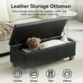thumbnail image 6 of 41'' Faux Leather Storage Ottoman Bench, Rectangle Upholstered Storage Bench with Wooden Legs, Stitch Tufted Bench with Storage for Bedroom, Living Room, Entryway, Dark Black, 6 of 9