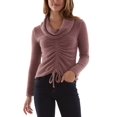 thumbnail image 1 of Bcx Juniors’ Ruched-Front Cowl Neck Blouse, Mauve, Large, 1 of 2