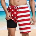 thumbnail image 3 of Mifsaly Mens Board Shorts Swimwear Blue Leaf Print Swim Trunks with Compression Liner Lightweight Quick-Dry Beach Short Pant Summer Vacation Bathing Suit M, 3 of 5