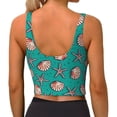 thumbnail image 4 of Goofa Starfish and Shell Printed Sports Bras for Women, High Impact Running Bra Workout Crop Tank Tops Longline Sports Bra Push up-X-Large, 4 of 9