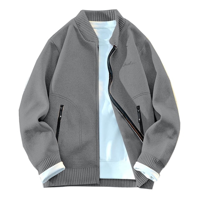 Men's Zip Up Cardigan, Stand Collar Lightweight Long Sleeve, Casual Spring Fall Layering Piece