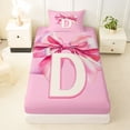 thumbnail image 3 of Erosebridal Girls Bowknot Personalized Gifts Twin Sheet Sets,Pink Alphabet D Print Bedding For Kids 3-Piece, 3 of 6