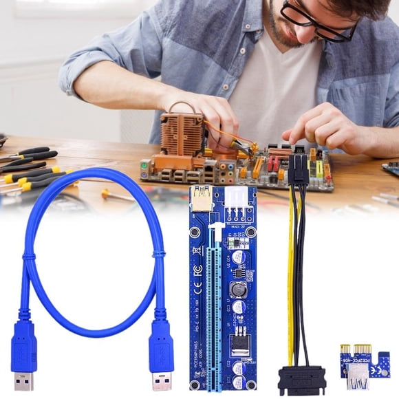 Doble 6Pin Pci-E 1X A 16X Tarjeta Vertical Tarjeta Gráfica 60Cm Cable De Extensión Usb 3.0 Methold EL016031-00