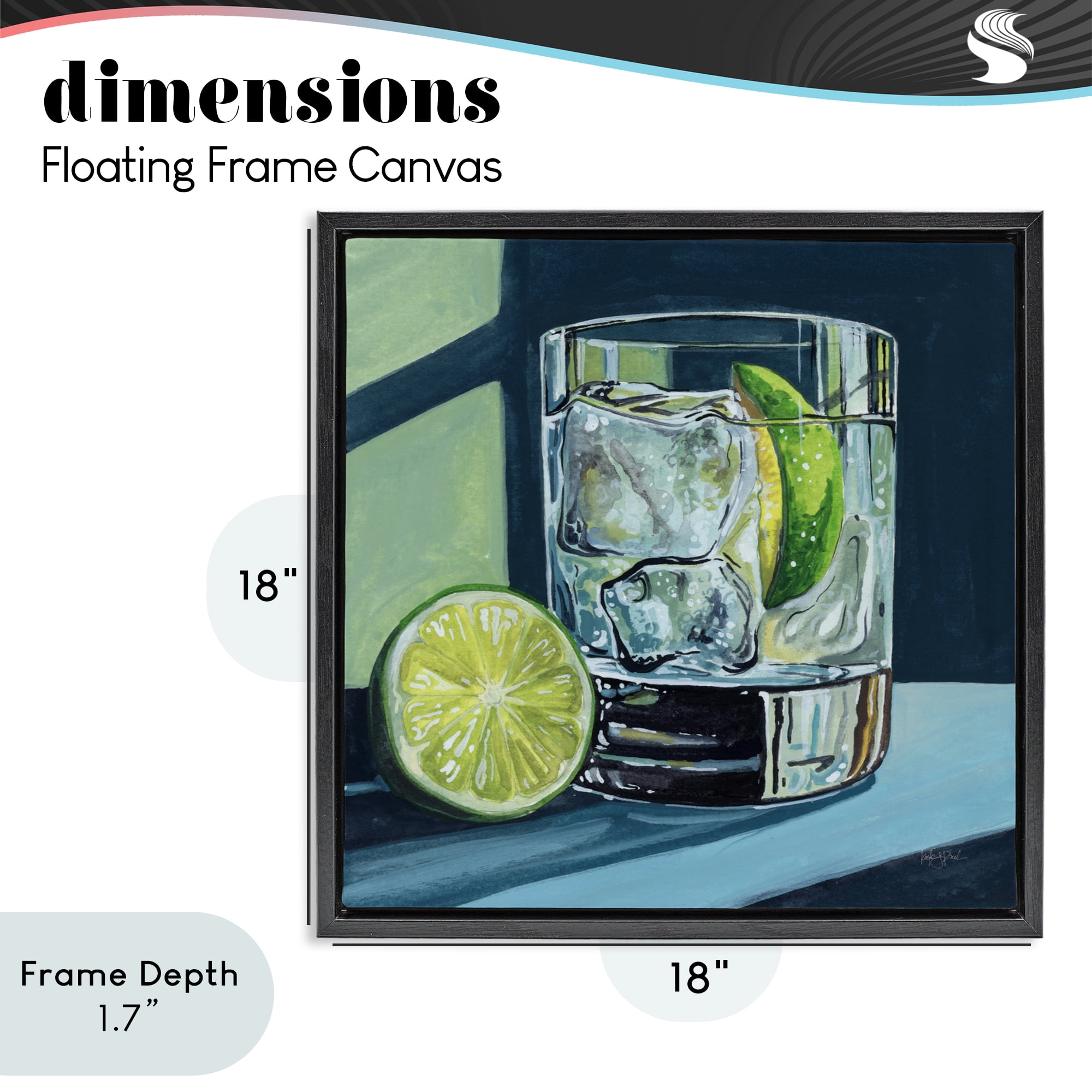 Stupell Industries Lime & Gin Tonic Cocktail Black Framed Floater Canvas Wall Art, design by Kate Jarvik Birch