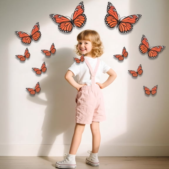 Juaoua 3D Butterfly Wall Decor Butterfly Decor Stickers with Magnets,3D Halloween Butterfly Wall Decor,Removable Butterflies Wall Decals for Home Classroom Party Decor,Reusable Butterfly Sticker