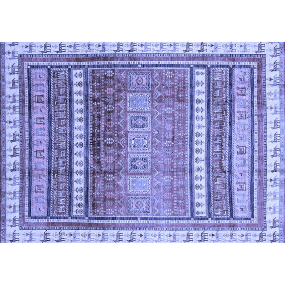 Ahgly Company Machine Washable Indoor Rectangle Abstract Blue Modern Area Rugs, 5' x 8'