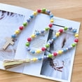 thumbnail image 2 of Easter Wood Bead Garland Farmhouse Decorative Wooden Beads Prayer Beads Tassel Garland Wall Hanging Decoration with Cross for Tiered Tray, 2 of 6