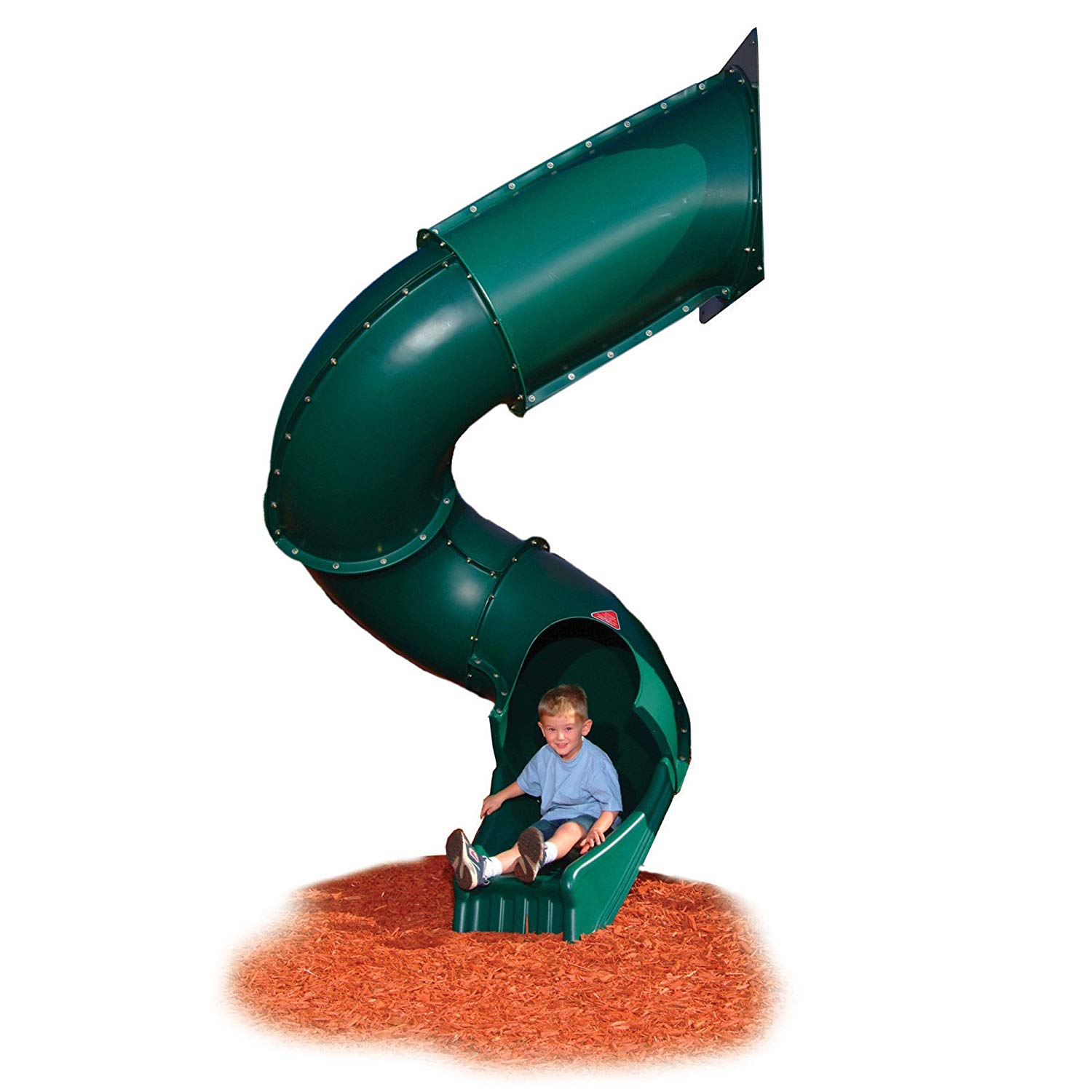 SwingNSlide Green Plastic Turbo Tube Slide for Backyard Swing Sets with Lifetime Warranty, For