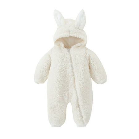 

Niuer Infant Warm Full Zip Onesies Baby Cartoon Winter Outwear Outfits Long Sleeve Travel Animal Shaped Casual Hooded Jumpsuit White 80cm