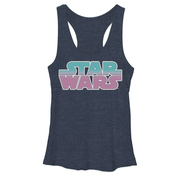 Women's Star Wars Logo  Racerback Tank Top Navy Heather Medium