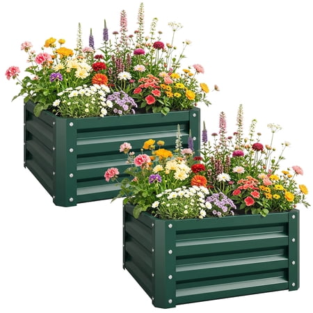2pc 23.5" Elevated Herb & Vegetable Planting Box Kit w/ Versatile Uses, Green