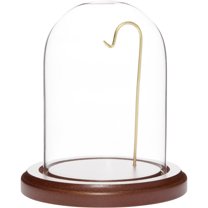 Plymor 3 inch x 4 inch Glass Display Dome Cloche (Dark Wood Base & Brass Wire)