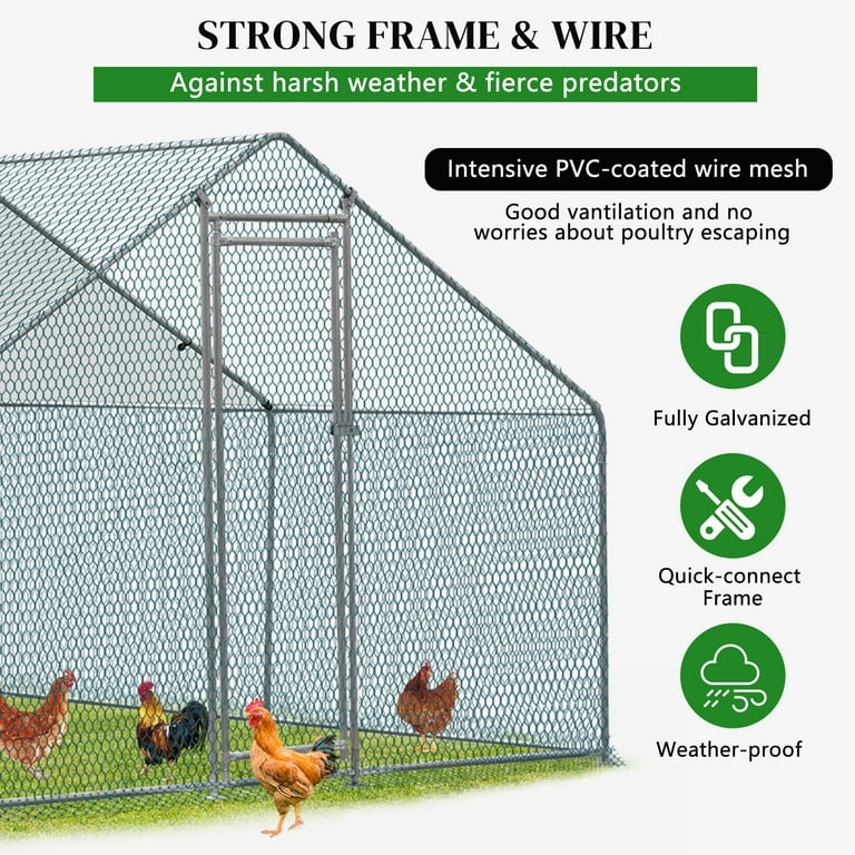 ZephyPaws Large Chicken Coop,Chicken Coops for 20 Chickens,Chicken