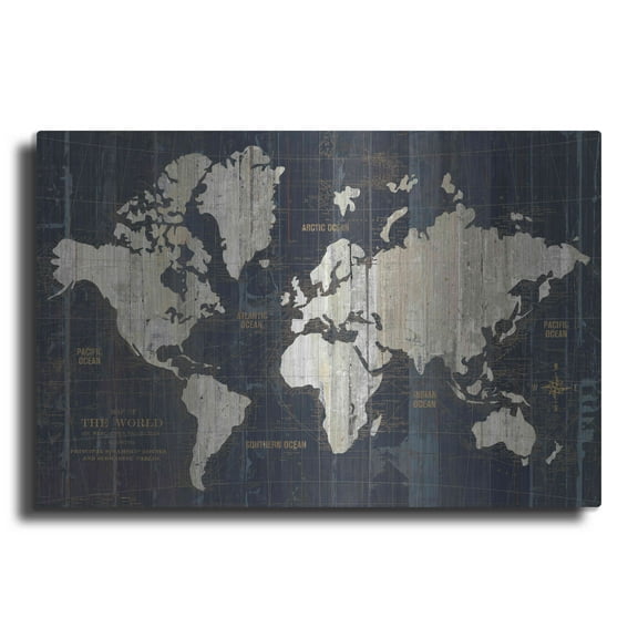 Luxe Metal Art 'Old World Map' by Wild Apple Portfolio, Metal Wall Art, 36"x24"