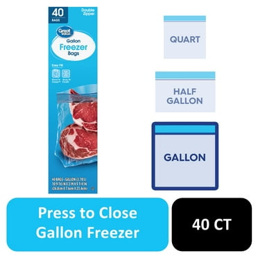 Great Value Freezer Guard Double Zipper Freezer Bags, Gallon, 40 Count