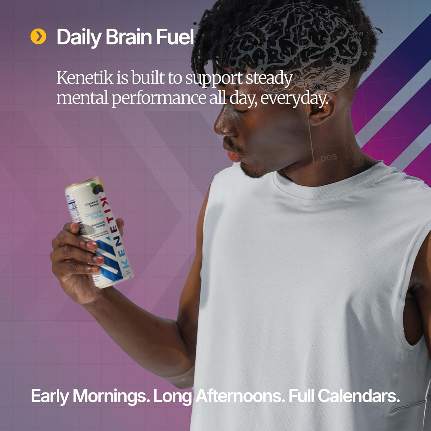 KENETIK Caffeine-Free Focus Drink – Brain Fuel for Mental Clarity and Cognitive Endurance, Sugar-Free, Bioidentical Ketones (D-BHB), 12oz – 12 Pack, Blackberry Lemonad