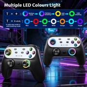 Switch Controller Wireless Compatible with Switch/OLED/Lite Accessories, Wireless Switch Pro Remote for PC/IOS/Android with Turbo Function, Wired PC Game Joystick,Cool Led Light,Programmable - Black
