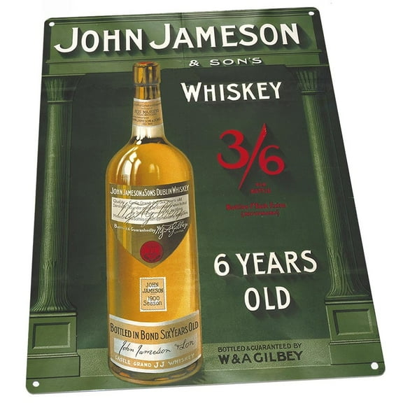 John Jameson 9"x12" Metal Sign, Wall Decor for Mancave, Den, or Gameroom