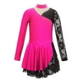 thumbnail image 3 of inhzoy Kids Girls Floral Lace Patchwork Figure Skating Dress Ballet Dance Leotard Hot Pink 14, 3 of 7