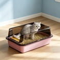 thumbnail image 2 of AuroraX Cat Litter Box with Lid Odor Control Covered Litter Box High Sides 2 Pcs Top Entry Semi Enclosed Leak-Proof Indoor Pet Supplies Pink National Dog Day International Cat Day, 2 of 6
