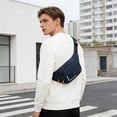 thumbnail image 4 of Mochila tipo bandolera para hombre – Tela Oxford ligera, bolsa de cintura de hombro con múltiples bolsillos de gran capacidad para viajes, senderismo y deportes al aire libre, 4 of 6
