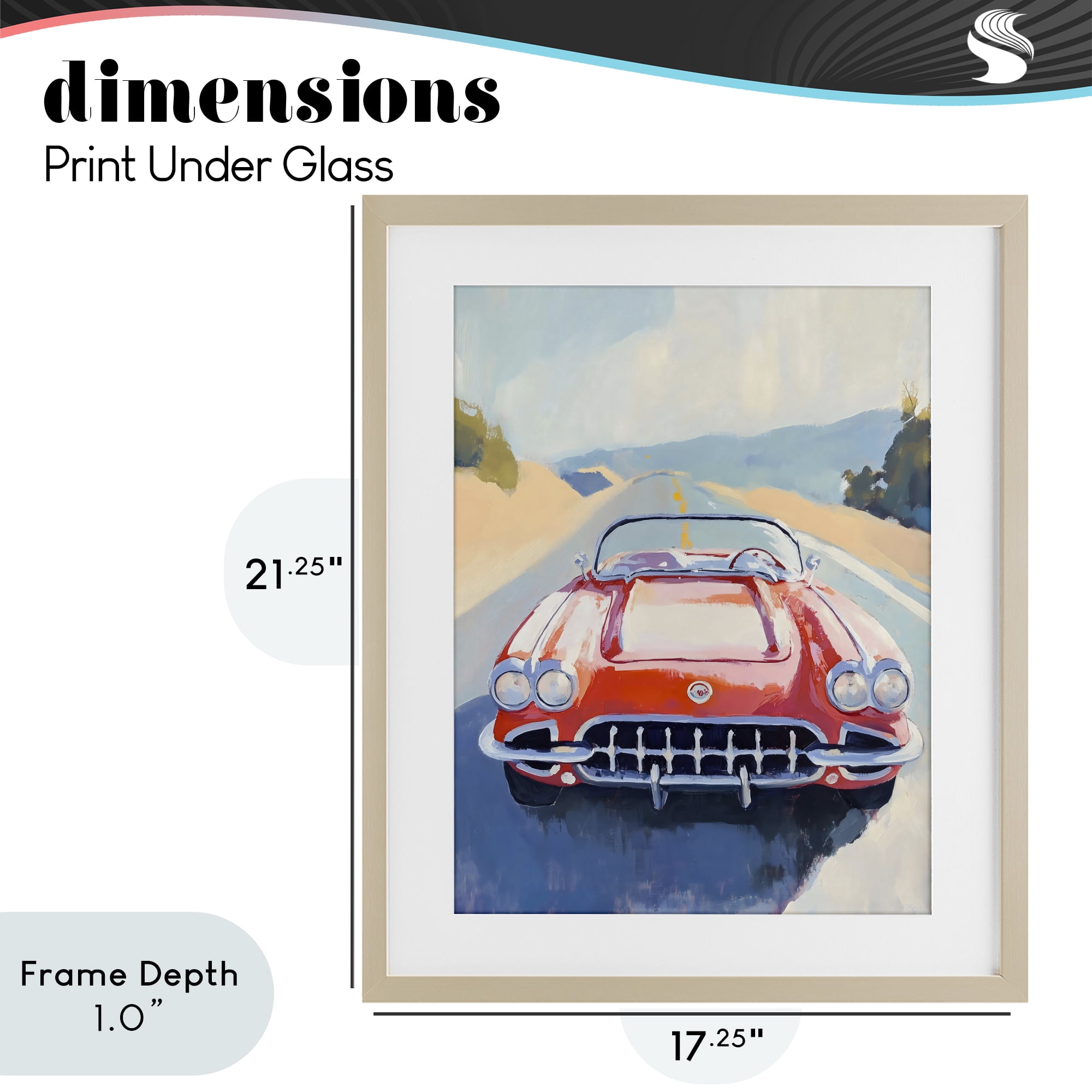 Stupell Industries Red Sports Car on Journey Birch Framed Print Under Glass, design by The Prints Vibe