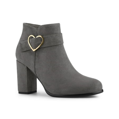 

Allegra K Women s Buckle Side Zip Block Heels Ankle Boots