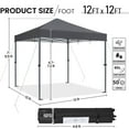 thumbnail image 5 of Yaheetech 12x12 ft Pop Up Canopy with Adjustable Height and Roller Bag, Dark Gray, 5 of 7