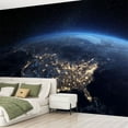 thumbnail image 2 of Peel and Stick Wallpaper North America night viewed from space city lights showing human Modern Art Wall Mural Decor Self Adhesive and Removable 69in x 98in, 2 of 8