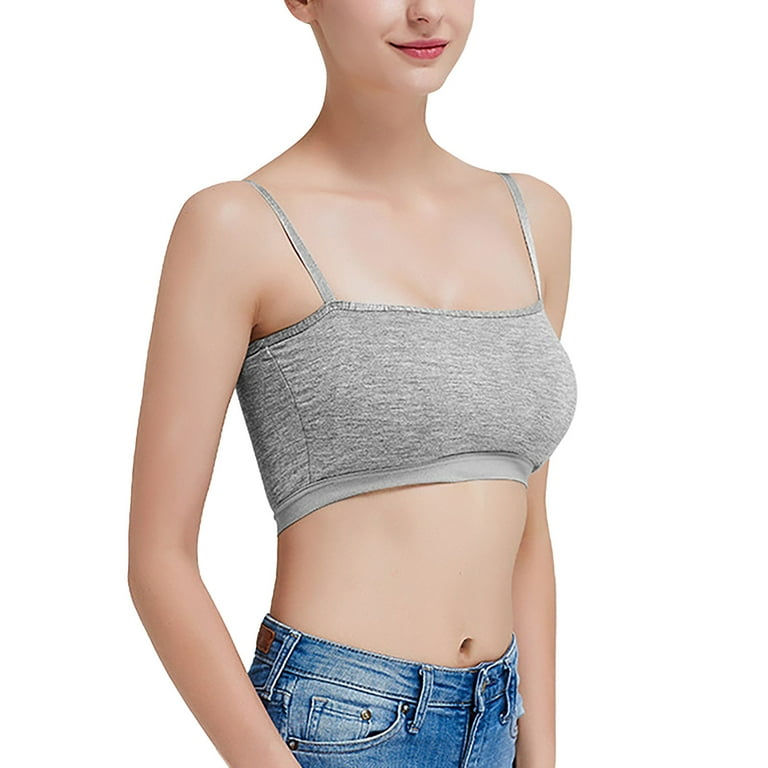 EHQJNJ Female Women's Sports Bras Padding Solid Color Casual Wear with Anti  Stray Light Short Navel Strap Chest Pad As A Base and Wearing A Straight  Neck Top Vest Sports Bras for