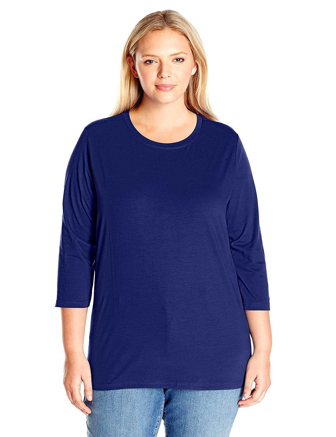 BODOAO Womens Plus Size Shirt Round Neck Print Top Blouse Double Layer T-Shirt