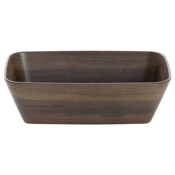 HUBERT® Serving Bowl Dark Brown Wood Bowl Soft Square - 10 1/2" L x 6 1/2" w x 3 1/10" H