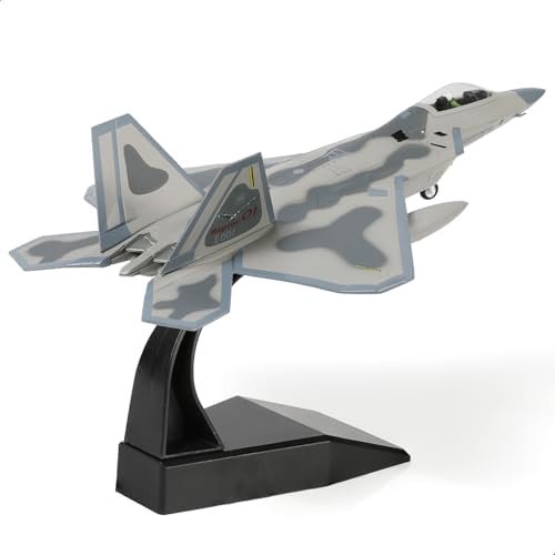 NUOTIE 1/100 F-22 Raptor Jet Fighter Model Stealth Combat Airplane Air Force Aircraft Alloy Metal Diecast Wing F22 Diecast Plane Model with Display Stand Collection Gift for Adult (AF91001)