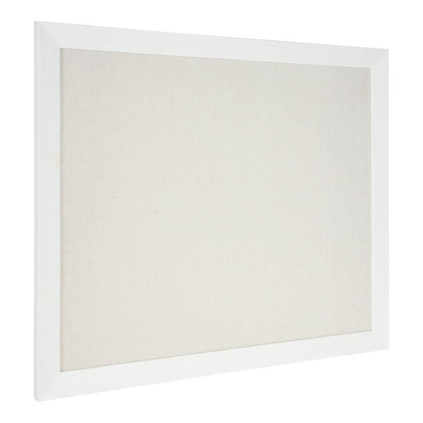 DesignOvation Beatrice Framed Linen Fabric Pinboard, 27x33, White ...