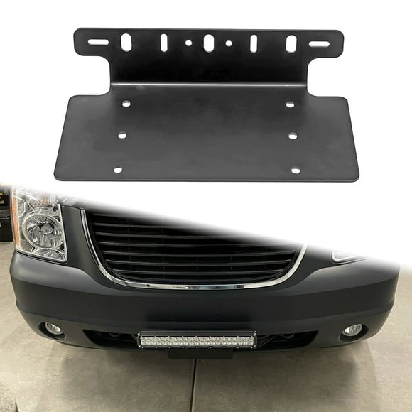 DaSen Compatible with 3” 6" 7" 12" 17" 20" LED Light Bar American Standard 6x12in Front License Plate Mounting Bracket Compatible with Truck SUV 4X4 4WD Off-Road