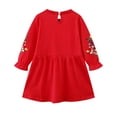 thumbnail image 3 of NAISIBABY Girls Casual Dress, Solid Color Long Sleeve Embroidery Floral Cotton Ruffled Dress Red 6-7T, 3 of 4