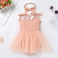 thumbnail image 6 of IBTOM CASTLE Newborn Baby Girl 1st Birthday Outfit Lace Tulle Bodysuit with Floral Headband Cake Smash Photo Props 6-12 Months Peach Pink - Orange, 6 of 8