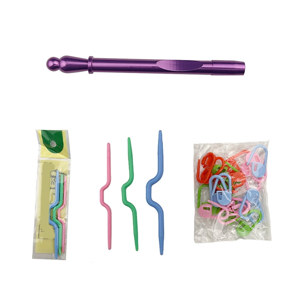 Oasiva Aluminum Crochet Hook with 8 Interchangeable Tip Knitting Marker Knitting Needle Ergonomic Crochet Needle 3.0mm-7.0mm
