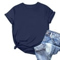 thumbnail image 2 of Fartey Summer Tops for Women Soft Comfy Short Sleeve Crew Neck T-Shirts Classic Solid Color Basic Tees Breathable Lightweight Daily Casual Shirt Navy M, 2 of 5