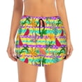 thumbnail image 4 of Lsque Multicolored Tropical Printed Women's Running Shorts with Liner Pockets,Elastic Quick Dry Workout Athletic Gym Yoga Shorts,Womens High Waist Shorts-Small, 4 of 9