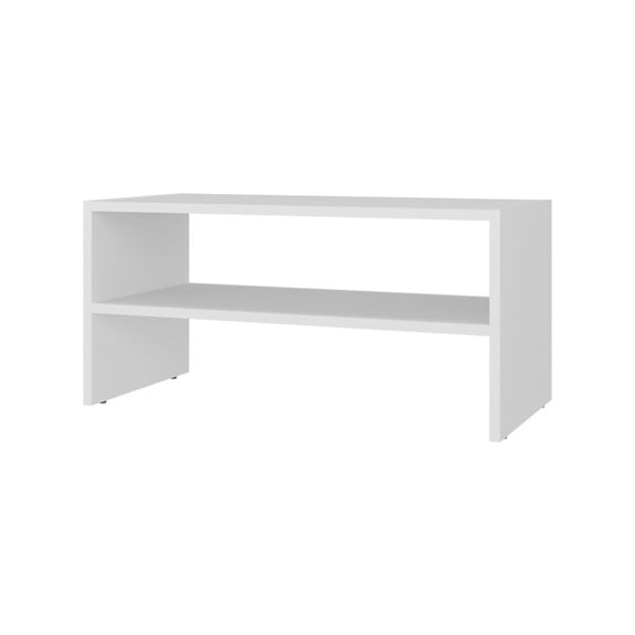 Fm Furniture Shoe Rack, 2 Open Shelves, Low Horizontal Design, Freestanding Unit, White