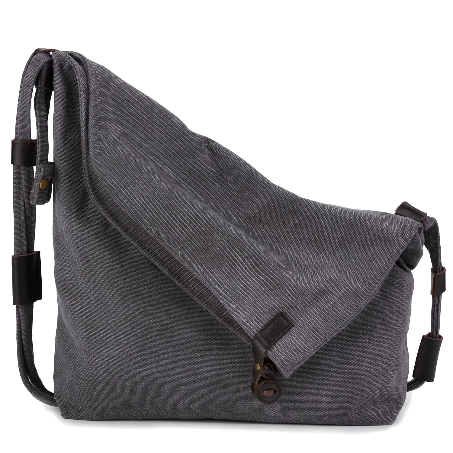 Coofit Preppy Canvas Unisex Retro Messenger Bag Daypack (Dark Gray