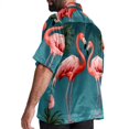 thumbnail image 3 of Flamingo Tropical Rainforest Men's Short Sleeve Poplin Shirts with Spread Collar Tops, Casual Printed Button Down Short Summer Beach Shirts for Men and Women, 3 of 6