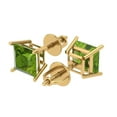 thumbnail image 2 of Clara Pucci 3Ct Natural Peridot Princess Cut VVS1 Screw Back Stud 18k Solid hypoallergenic Gold Designer Earrings For August, 2 of 7
