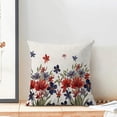 thumbnail image 2 of 4th of July Pillow Covers 18x18 Inch Set of 2 Red Blue Floral Flower Independence Day Decor Throw Pillows Memorial Day Patriotic Outdoor Decorative Cushion Cases for Couch Bed Decorations, 2 of 6