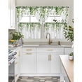 thumbnail image 4 of Green Eucalyptus Leaves Swag Kitchen Curtains Sets for Windows 24 Inch Length, Weeping Spring Botanical Summer Short Window Curtain Panels Swags Valances and Tiers 3 Piece Set for Cafe/Dining Room, 4 of 5