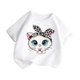 thumbnail image 2 of Tees Shirts Baby Cute Graphic Round Neck Short Sleeve Tee Summer Casual T Shirt Baby Girls' Tops White 3 Years-4 Years, 2 of 6