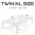 thumbnail image 5 of Auroral Zone 14 inch Twin-XL Metal Platform Bed Frame, Heavy Duty Mattress Foundation, No Box Spring Required, White, 5 of 6