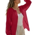 thumbnail image 5 of Long Sleeve Tops Women's Linen Button Shirt Raglan Long Sleeve Crew Neck Blouses Loose Upf Sun Protection Outdoor Athletic Tops L, 5 of 8