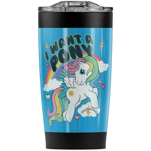 My Little Pony Retro/I Want A Pony Stainless Steel Tumbler 20 oz Coffee Travel Mug/Cup, Vacuum Insulated & Double Wall with Leakproof Sliding Lid | Great for Hot Drinks and Cold Beverages